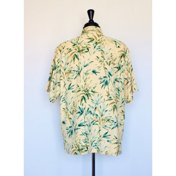 NEW! Tori Richard Honolulu 100% Silk Button Front Tropical Shirt Yellow SZ L - Picture 3 of 5